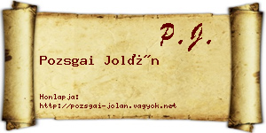 Pozsgai Jolán névjegykártya